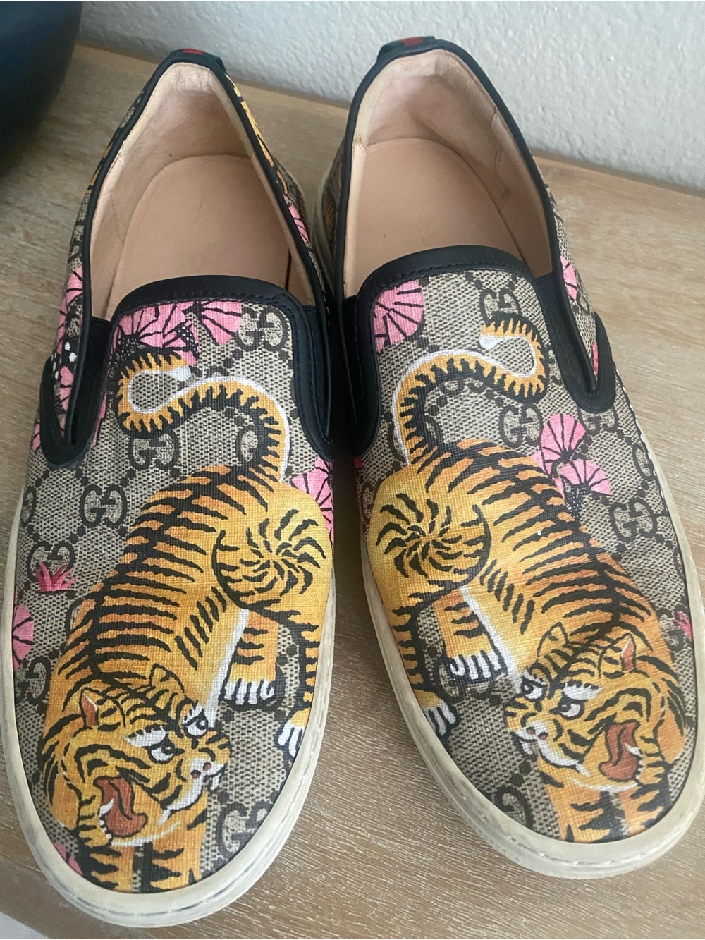 Gucci Dublin Bengal Tiger GG Supreme Slip-On Sneakers Size 8 (38)